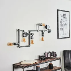 Lampes Industrielles-hofstein Applique murale Kolyma Noir, Argenté, 5 lumières