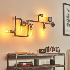 Lampes Industrielles-hofstein Applique murale Kolyma Noir, Argenté, 5 lumières