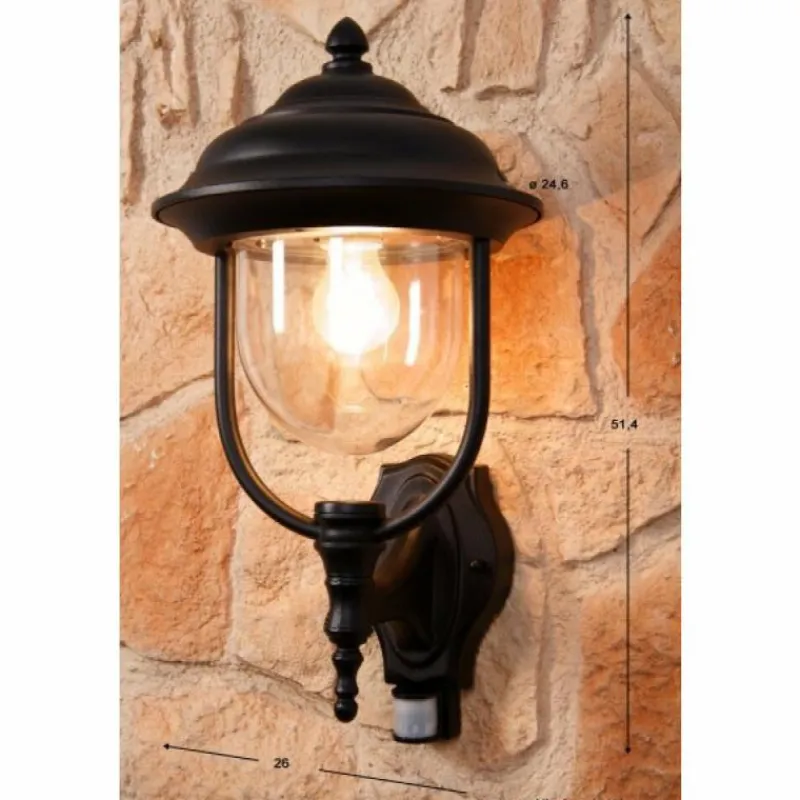 Luminaires Konstsmide Applique murale Konstsmide PARMA Noir, Transparent, 1 lumière, Détecteur de mouvement