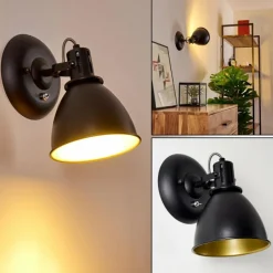 Lampes Dorées-hofstein Applique murale Koppom Noir, 1 lumière