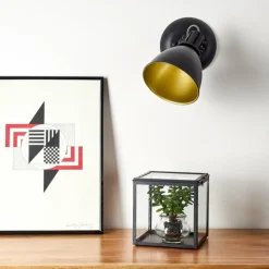 Lampes Dorées-hofstein Applique murale Koppom Noir, 1 lumière