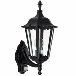 Luminaires Rustiques-KS Verlichting Applique murale Ancona Noir, 1 lumière, Détecteur de mouvement