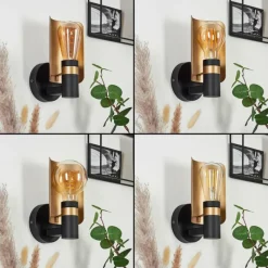 Lampes Vintages & Rétros-hofstein Applique murale Labansiek Laiton, Noir, 1 lumière
