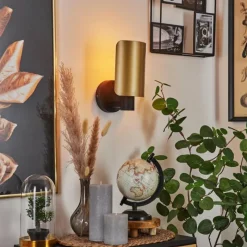 Lampes Vintages & Rétros-hofstein Applique murale Labansiek Laiton, Noir, 1 lumière