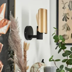 Lampes Vintages & Rétros-hofstein Applique murale Labansiek Laiton, Noir, 1 lumière