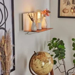 hofstein Applique murale Lafinur Brun, Couleur bois, Blanc, 1 lumière