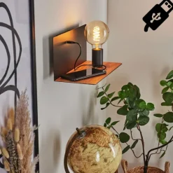 Luminaires Scandinaves-hofstein Applique murale Lafinur Brun, Couleur bois, Noir, 1 lumière