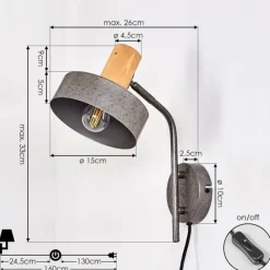 Lampes Industrielles-hofstein Applique murale Lakewood Gris, 1 lumière
