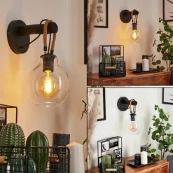 Lampes Vintages & Rétros-hofstein Applique murale Landrienne Écru, Noir, 1 lumière