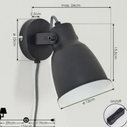 hofstein Applique murale Leiwoma Noir, 1 lumière* Appliques