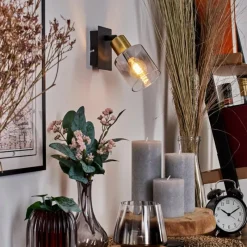 hofstein Applique murale Leteque Laiton, Noir, 1 lumière