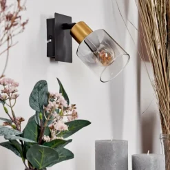 hofstein Applique murale Leteque Laiton, Noir, 1 lumière