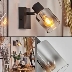 hofstein Applique murale Leteque Noir, 1 lumière