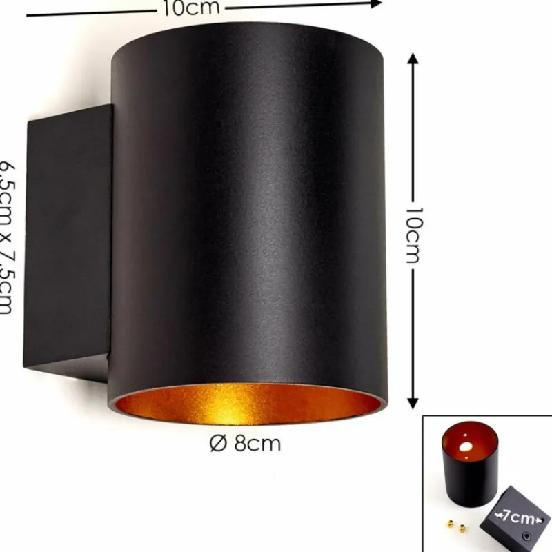 Lampes Dorées-hofstein Applique murale Letsbo Noir doré, 1 lumière