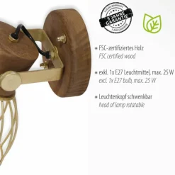 Lampes En Bois-Luminaires Leuchten Direkt Applique murale Leuchten-Direkt ALAMI Bois foncé, 1 lumière