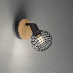 Lampes En Bois-Luminaires Leuchten Direkt Applique murale Leuchten-Direkt EUGEN Écru, Noir, 1 lumière