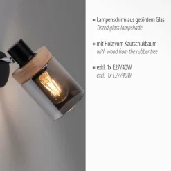 Suspension Verre Fumé-Luminaires Leuchten Direkt Applique murale Leuchten-Direkt PASQUAL Noir, 1 lumière
