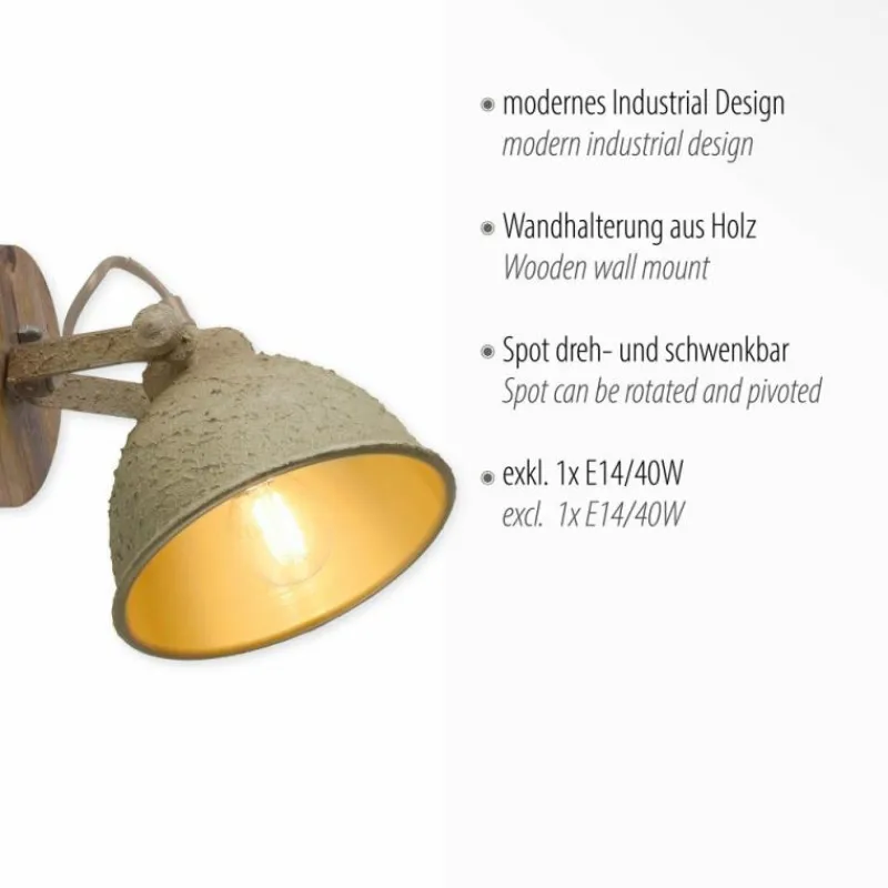 Lampes En Bois-Luminaires Leuchten Direkt Applique murale Leuchten-Direkt SAMIA Bois foncé, 1 lumière