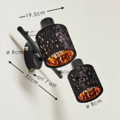 Lampes En Tissu-hofstein Applique murale Liared Noir, 2 lumières