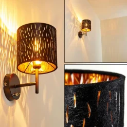 Lampes En Tissu-hofstein Applique murale Liared Noir doré, 1 lumière