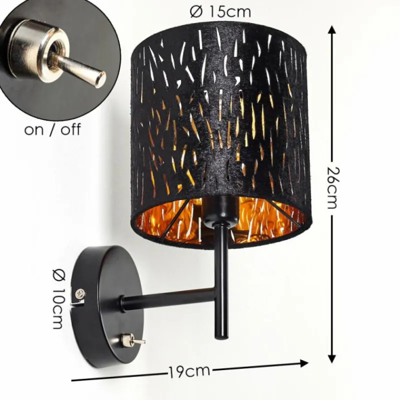 Lampes En Tissu-hofstein Applique murale Liared Noir doré, 1 lumière