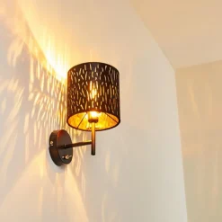 Lampes En Tissu-hofstein Applique murale Liared Noir doré, 1 lumière