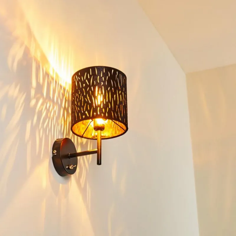 Lampes En Tissu-hofstein Applique murale Liared Noir doré, 1 lumière