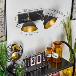 Lampes Dorées-hofstein Applique murale Llanage Noir, Blanc, 2 lumières