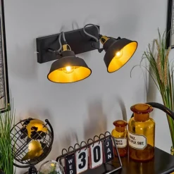 Lampes Dorées-hofstein Applique murale Llanage Noir, Blanc, 2 lumières