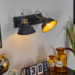 Lampes Dorées-hofstein Applique murale Llanage Noir, Blanc, 2 lumières