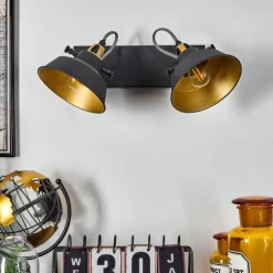 Lampes Dorées-hofstein Applique murale Llanage Noir, Blanc, 2 lumières