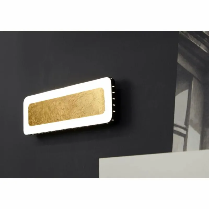 Lampes Dorées-Luce Design Applique murale Solaris LED Noir doré, Blanc, 1 lumière