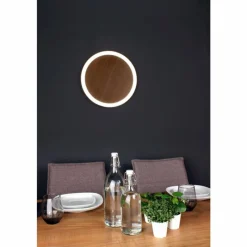 Lampes En Bois-Luce Design Applique murale MOON LED Brun, Couleur bois, Noir, 1 lumière