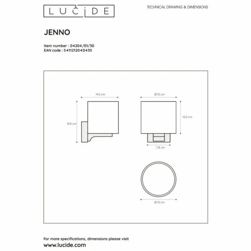 Luminaires Lucide Applique murale Lucide JENNO Noir, 1 lumière