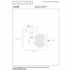 Lampes Dorées-Luminaires Lucide Applique murale Lucide LUCAS Noir, 1 lumière