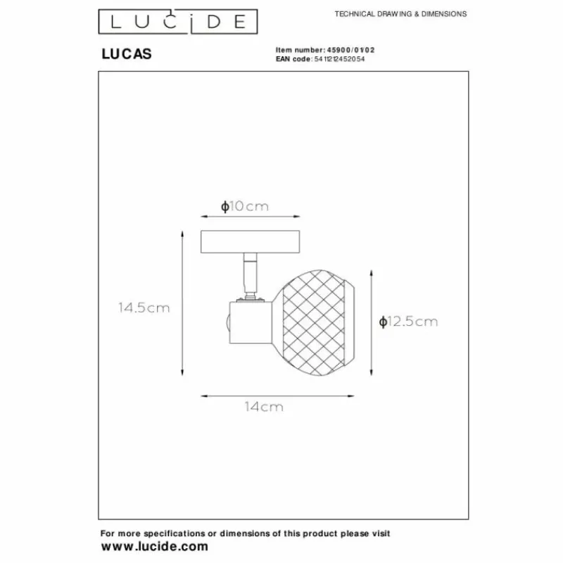 Lampes Dorées-Luminaires Lucide Applique murale Lucide LUCAS Noir, 1 lumière