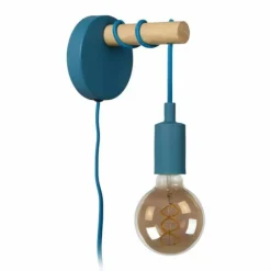 Lampes En Bois-Luminaires Lucide Applique murale Lucide Pola Bleu, Bois clair, 1 lumière