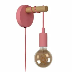 Lampes En Bois-Luminaires Lucide Applique murale Lucide Pola Bois foncé, Rose, 1 lumière