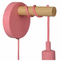 Lampes En Bois-Luminaires Lucide Applique murale Lucide Pola Bois foncé, Rose, 1 lumière