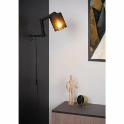 Lampes En Tissu-Luminaires Lucide Applique murale Lucide TAMPA Noir, 1 lumière