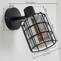 Suspension Verre Fumé-hofstein Applique murale Lungernsee Noir, 1 lumière