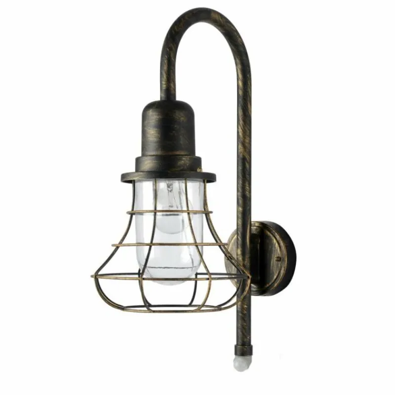 Lampes Dorées-Luminaires Lutec Applique murale Lutec BIRD Brun, Or, 1 lumière, Détecteur de mouvement