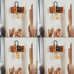 Lampes Vintages & Rétros-hofstein Applique murale Maahui Écru, Noir, 1 lumière