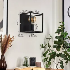 Lampes Industrielles-hofstein Applique murale Malao Noir, 1 lumière