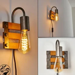 Lampes Vintages & Rétros-hofstein Applique murale Mallard Bois clair, Argenté, 1 lumière