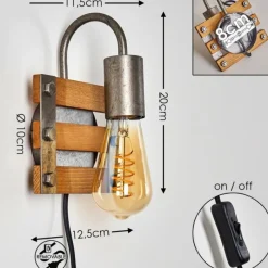 Lampes Vintages & Rétros-hofstein Applique murale Mallard Bois clair, Argenté, 1 lumière