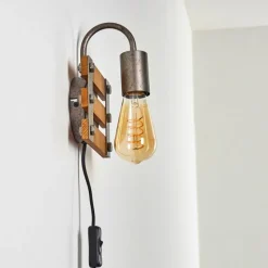 Lampes Vintages & Rétros-hofstein Applique murale Mallard Bois clair, Argenté, 1 lumière