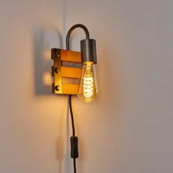 Lampes Vintages & Rétros-hofstein Applique murale Mallard Bois clair, Argenté, 1 lumière