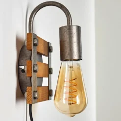 Lampes Vintages & Rétros-hofstein Applique murale Mallard Bois clair, Argenté, 1 lumière