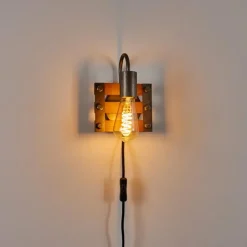 Lampes Vintages & Rétros-hofstein Applique murale Mallard Bois clair, Argenté, 1 lumière